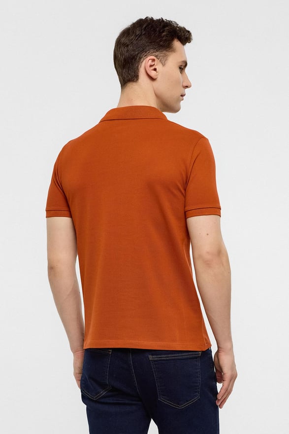 Kiremit Slim Düz Polo Yaka Tişört