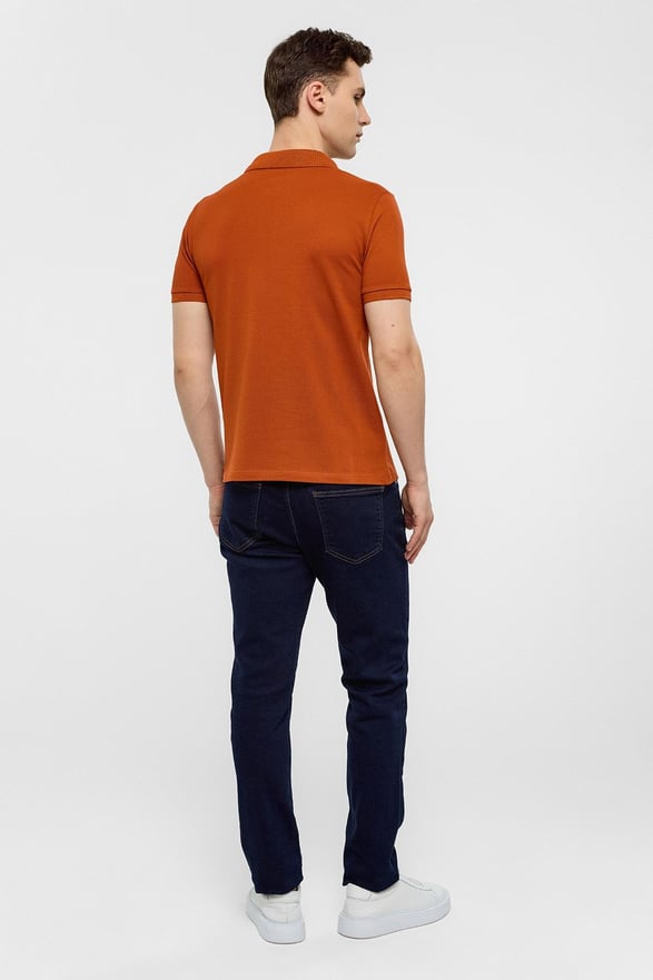 Kiremit Slim Düz Polo Yaka Tişört