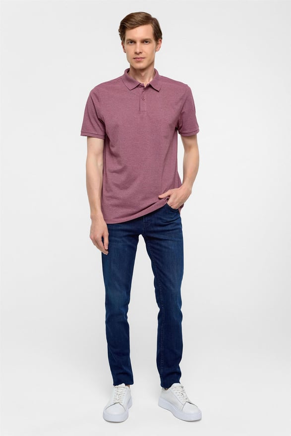 Koyu Bordo Regular Armürlü Polo Yaka Tişört