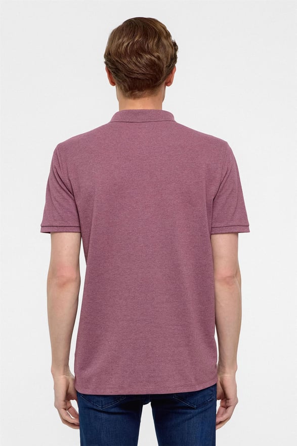 Koyu Bordo Regular Armürlü Polo Yaka Tişört