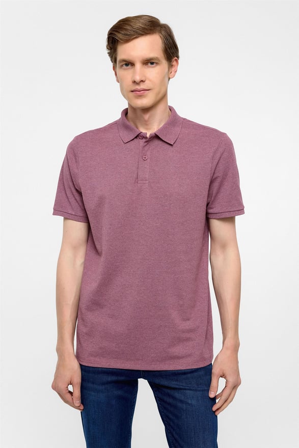 Koyu Bordo Regular Armürlü Polo Yaka Tişört