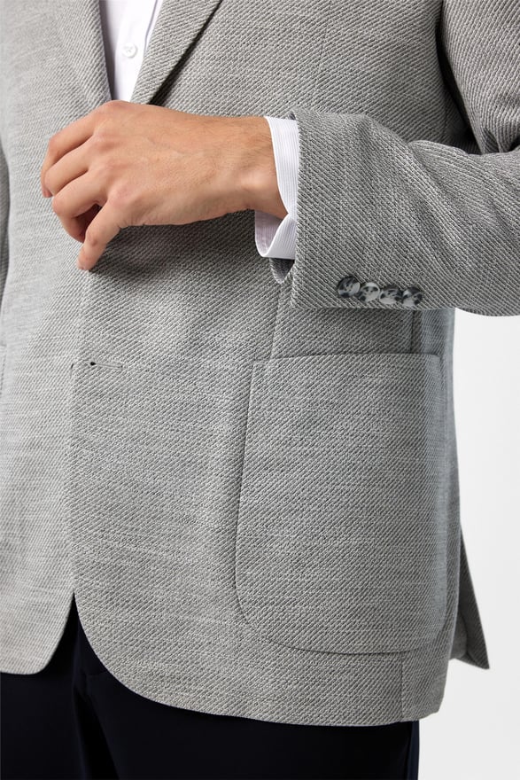 Koyu Gri Regular Desenli Sivri Yaka 6 Drop Ceket