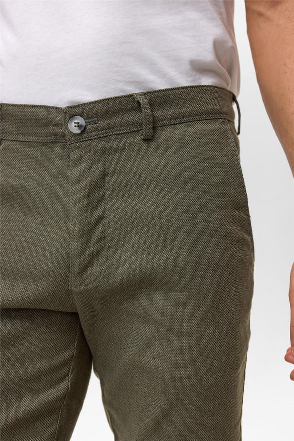 Koyu Haki Slim Armürlü Pantolon
