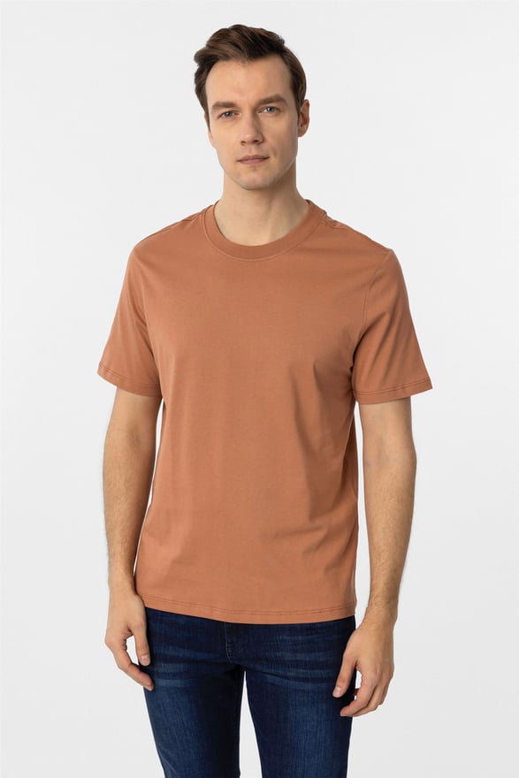 Koyu Kiremit Regular Düz O Yaka Tişört