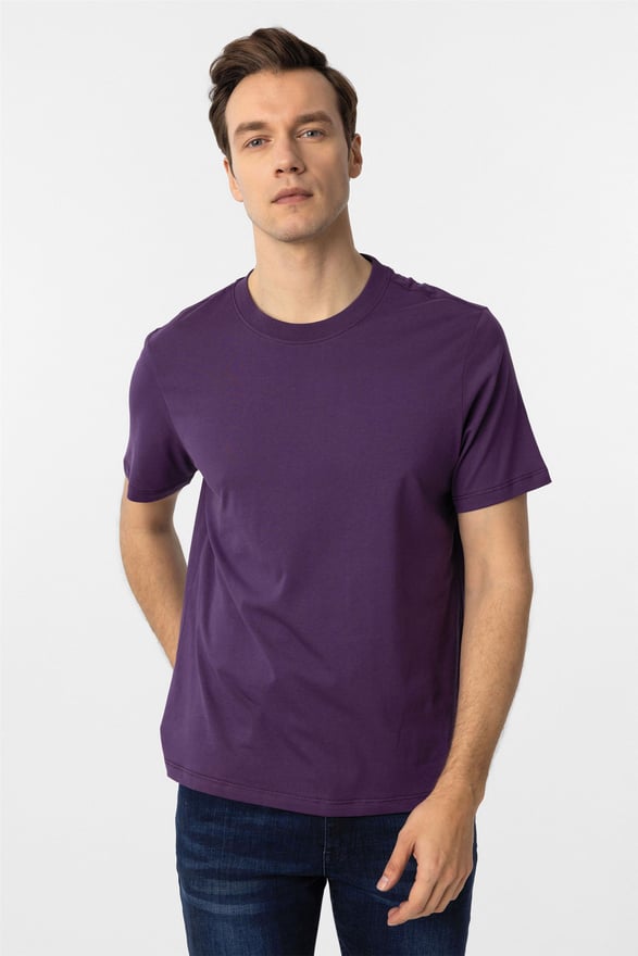 Koyu Lila Regular Düz O Yaka Tişört