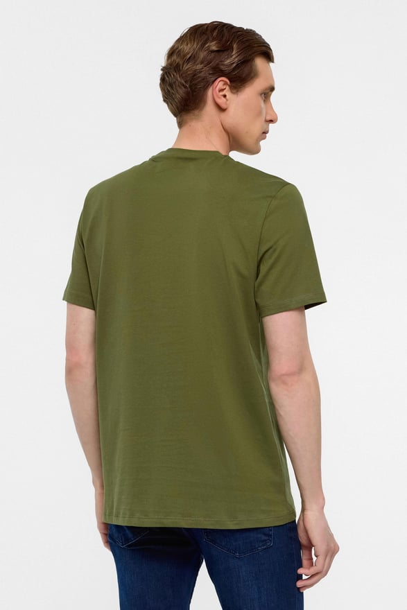 Koyu Yeşil Regular Düz Bisiklet Yaka Tişört