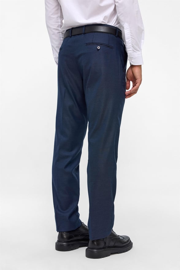 Lacivert Regular Armürlü Kumaş Pantolon