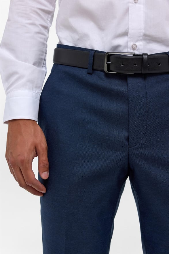 Lacivert Regular Armürlü Kumaş Pantolon