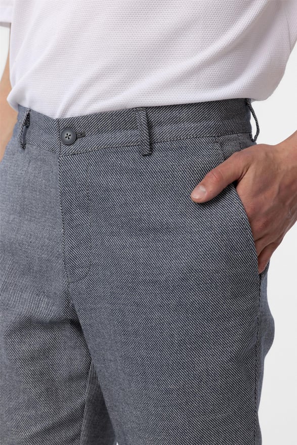 Lacivert Regular Armürlü Pantolon