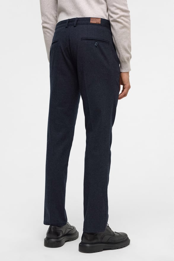 Lacivert Regular Armürlü Pantolon