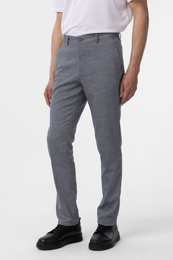 Lacivert Regular Armürlü Pantolon