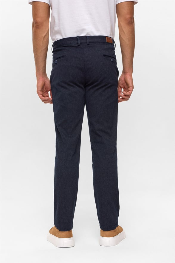 Lacivert Regular Armürlü Pantolon