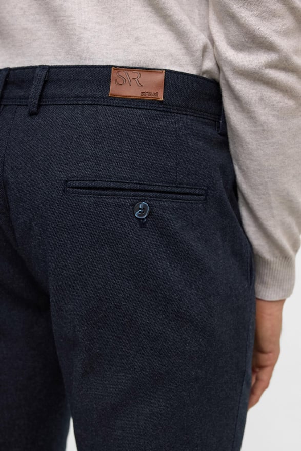 Lacivert Regular Armürlü Pantolon