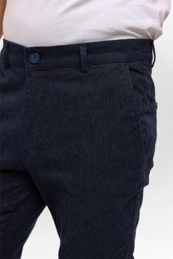 Lacivert Regular Armürlü Pantolon