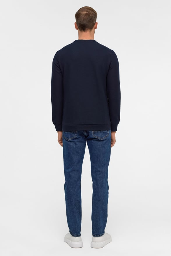 Lacivert Regular Armürlü V Yaka Triko