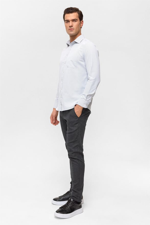 Lacivert Regular Desenli Klasik Yaka Gömlek