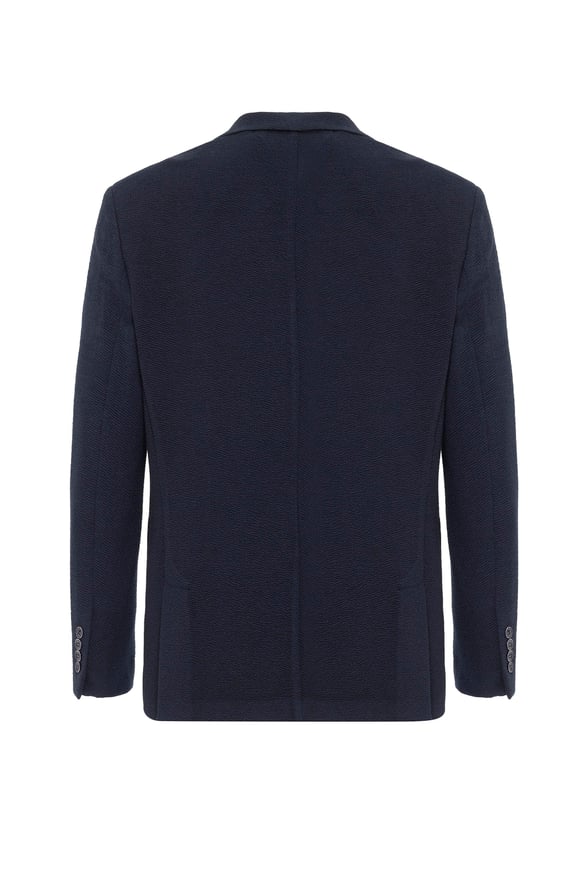 Lacivert Regular Desenli Mono Yaka 4 Drop Ceket