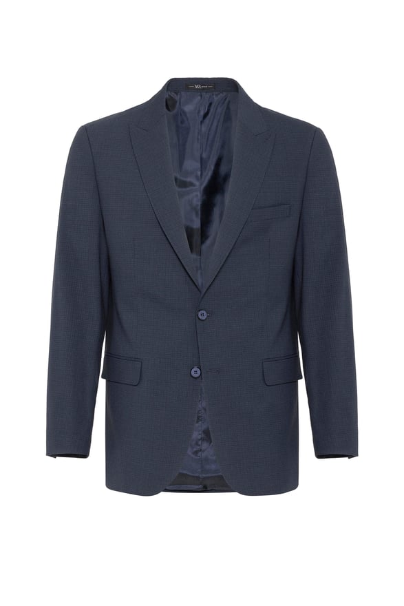 Lacivert Regular Desenli Sivri Yaka 6 Drop Takım Elbise