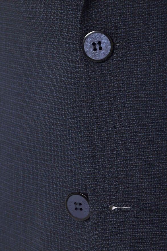 Lacivert Regular Desenli Sivri Yaka 6 Drop Takım Elbise