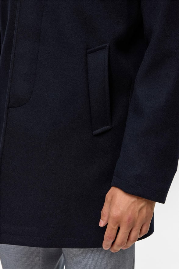 Lacivert Regular Düz Bebe Yaka Kaban