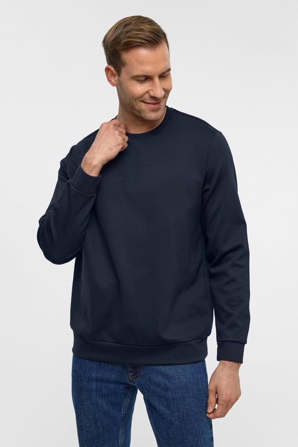 Lacivert Regular Düz Bisiklet Yaka Sweatshirt