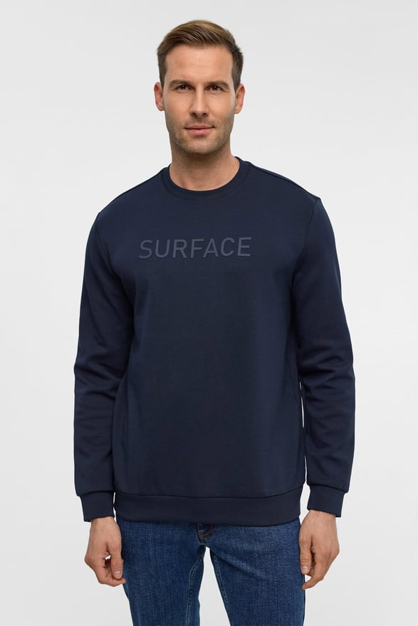 Lacivert Regular Düz Bisiklet Yaka Sweatshirt