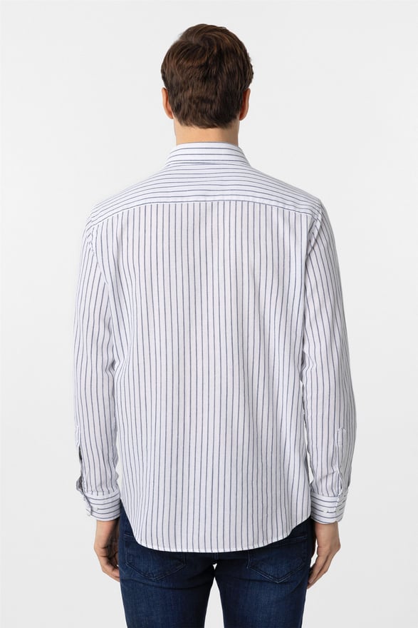 Lacivert Regular Düz Düğmeli Yaka Gömlek