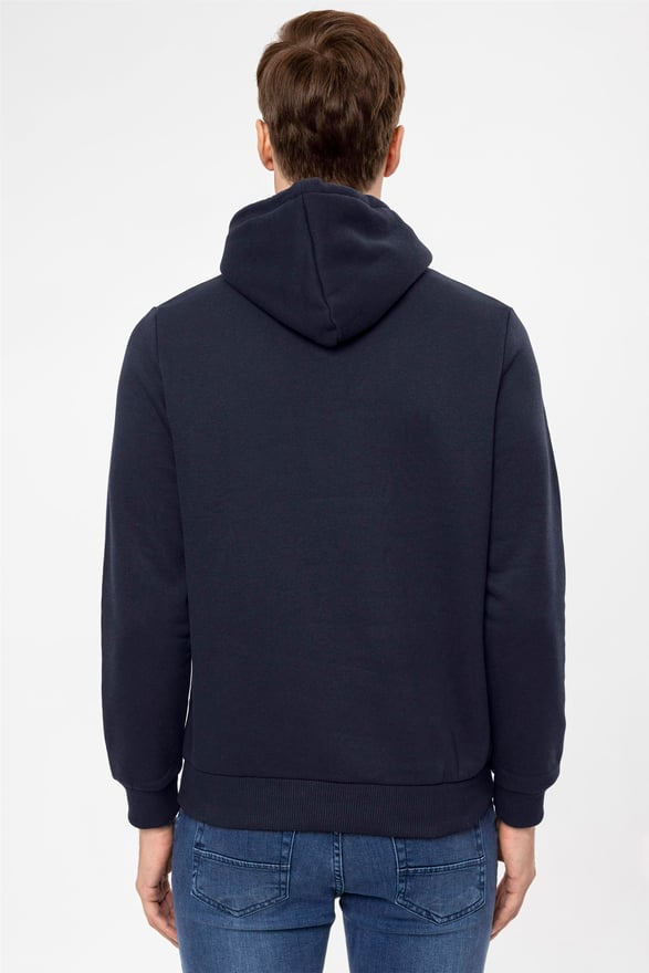 Lacivert Regular Düz Kapişonlu Yaka  Sweatshirt