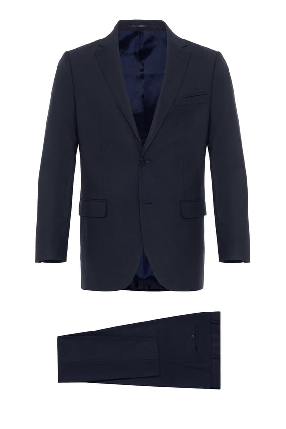 Lacivert Regular Düz Mono Yaka 4 Drop Takım Elbise