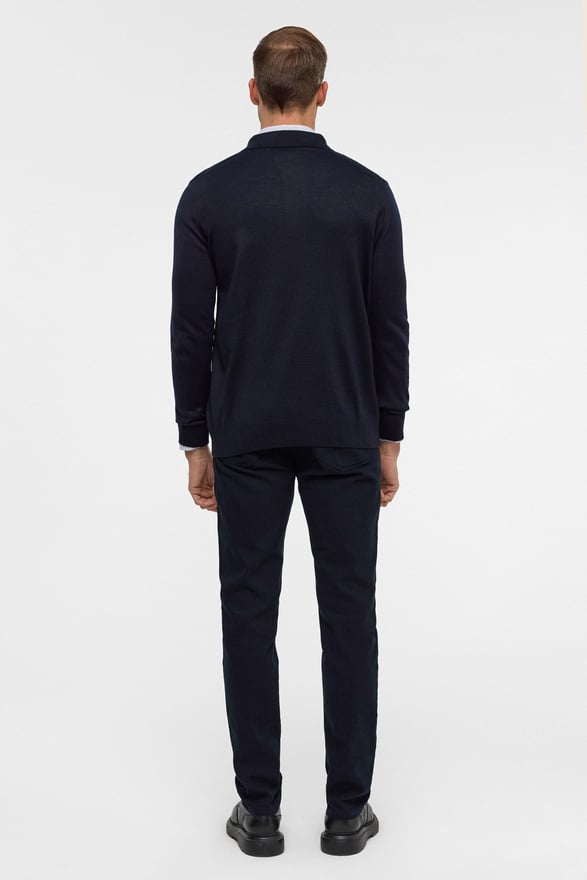 Lacivert Regular Düz Polo Yaka Triko