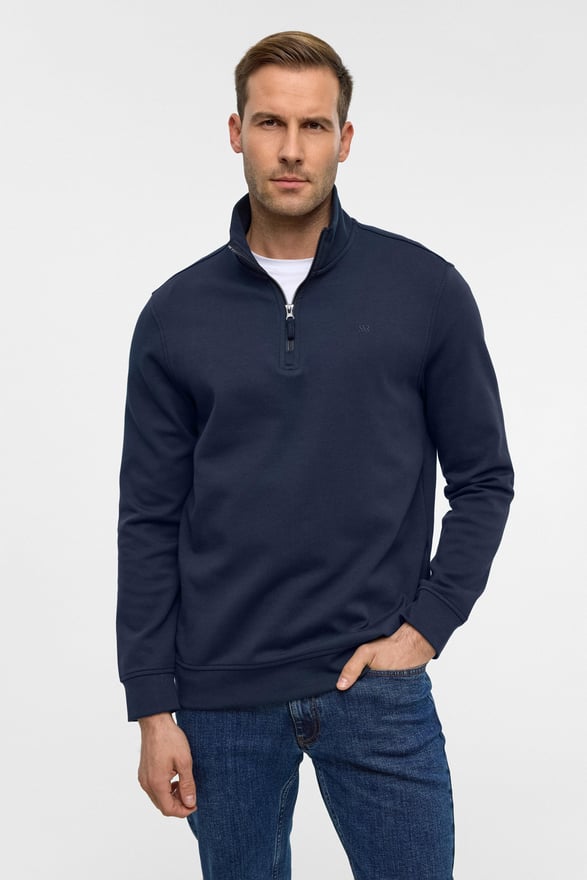 Lacivert Regular Düz Yarım Balıkçı Yaka Sweatshirt