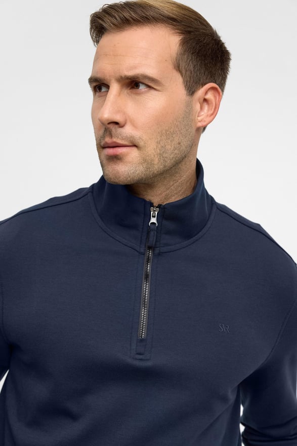 Lacivert Regular Düz Yarım Balıkçı Yaka Sweatshirt