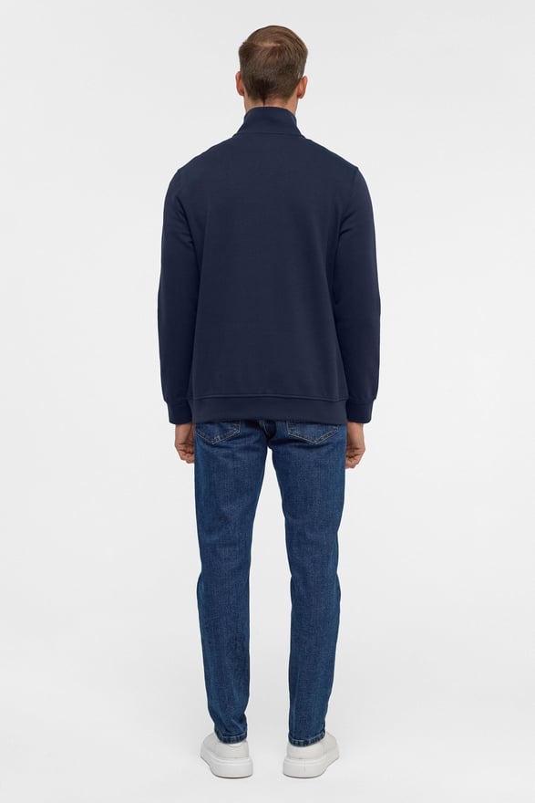 Lacivert Regular Düz Yarım Balıkçı Yaka Sweatshirt