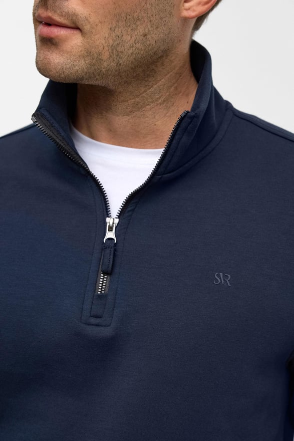 Lacivert Regular Düz Yarım Balıkçı Yaka Sweatshirt