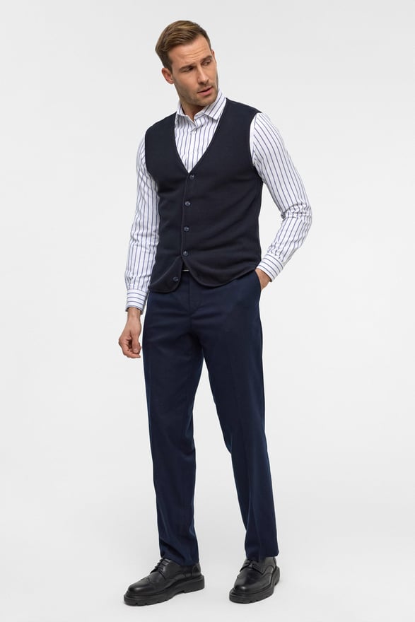 Lacivert Regular Kapitone V Yaka Yelek