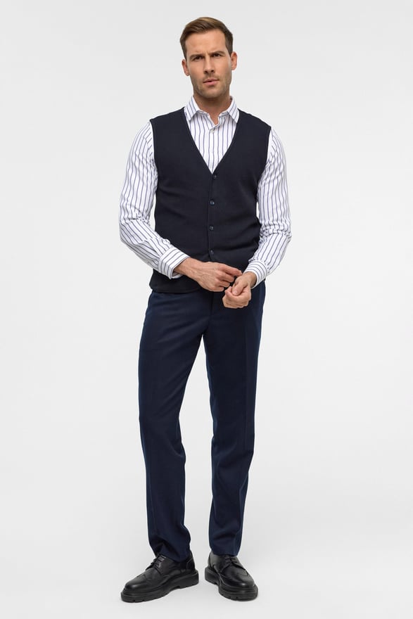 Lacivert Regular Kapitone V Yaka Yelek