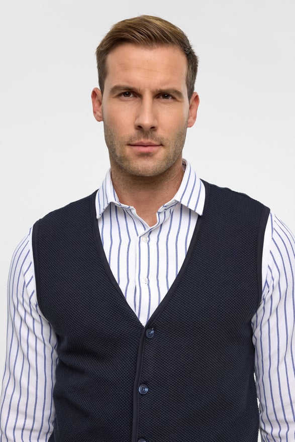 Lacivert Regular Kapitone V Yaka Yelek