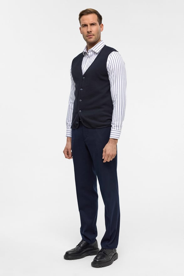 Lacivert Regular Kapitone V Yaka Yelek