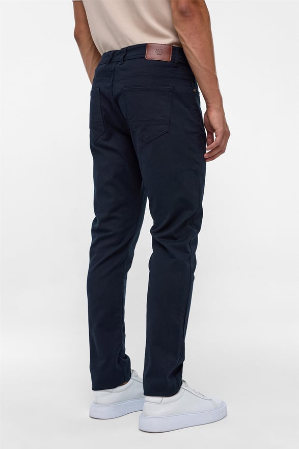 Lacivert Slim 5 Cep Kalıp Armürlü Pantolon