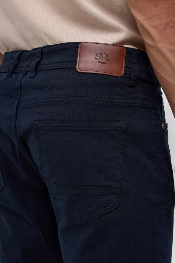 Lacivert Slim 5 Cep Kalıp Armürlü Pantolon