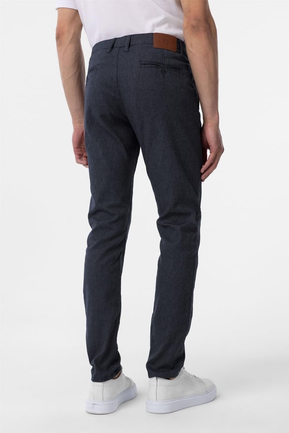 Lacivert Slim Armürlü Pantolon