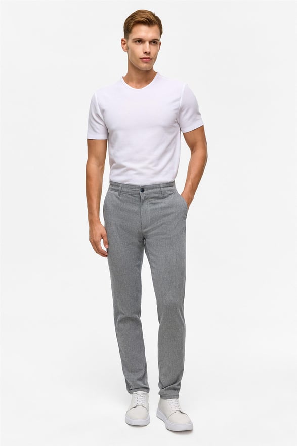 Lacivert Slim Armürlü Pantolon