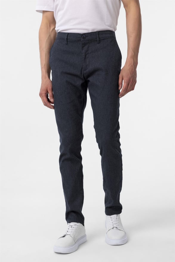 Lacivert Slim Armürlü Pantolon