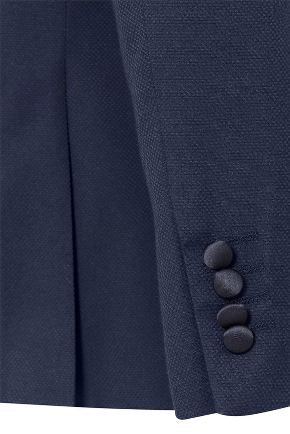 Lacivert Slim Armürlü Sivri Yaka 6 Drop Smokin Takım Elbise