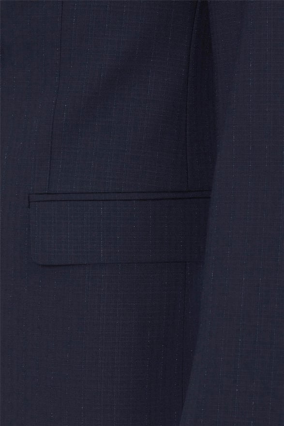 Lacivert Slim Çizgili Sivri Yaka 6 Drop Takım Elbise