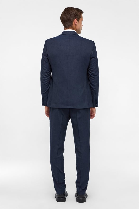 Lacivert Slim Desenli Mono Yaka 6 Drop Yelekli Takım Elbise