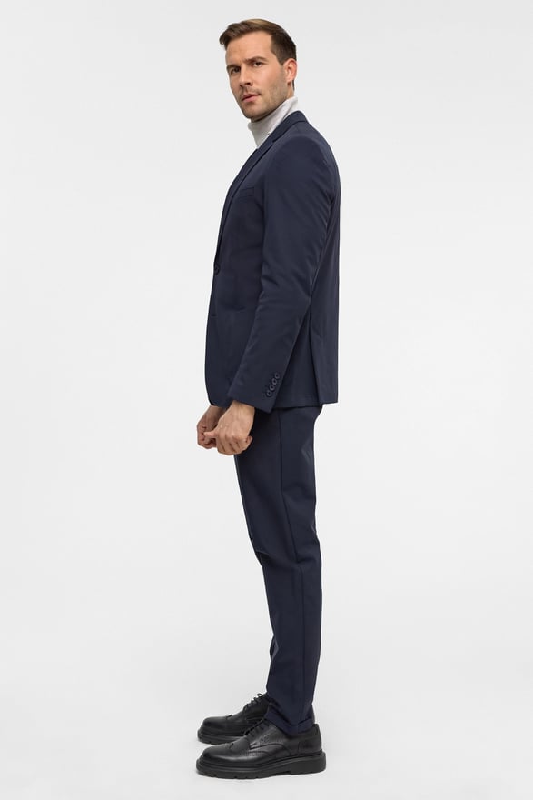 Lacivert Slim Desenli Mono Yaka 6 Drop Takım Elbise