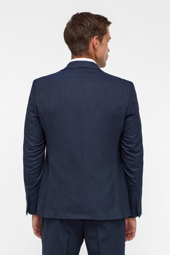 Lacivert Slim Desenli Mono Yaka 6 Drop Yelekli Takım Elbise