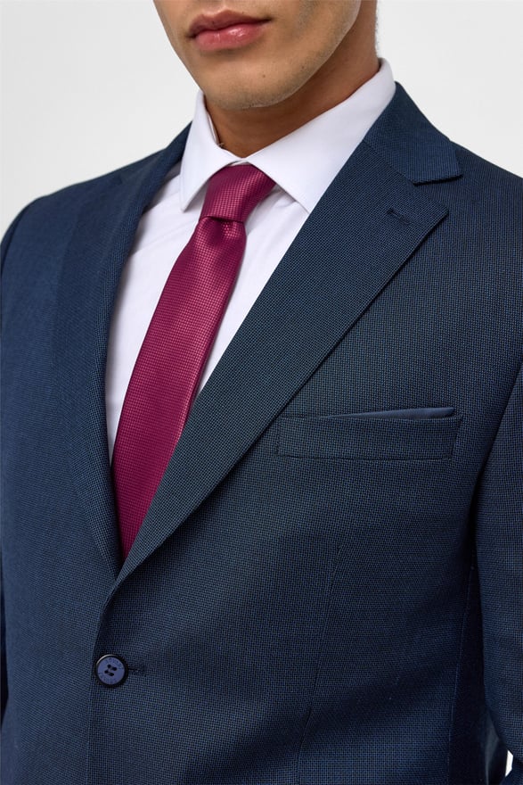 Lacivert Slim Desenli Mono Yaka 6 Drop Takım Elbise