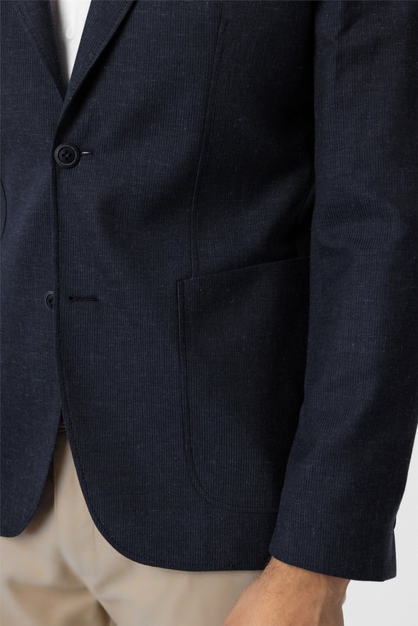 Lacivert Slim Desenli Mono Yaka 6 Drop Ceket